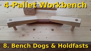 4Pallet Workbench part 8  Bench dog holes and wooden holdfasts [upl. by Ruhtua]