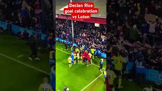 Arsenal fans and players celebrate Declan Rice goal vs Luton town [upl. by Bigler]