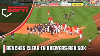 BENCHES CLEAR in Brewers vs Red Sox 👀 Level heads prevail after madness at first base  ESPN MLB [upl. by Yulma]