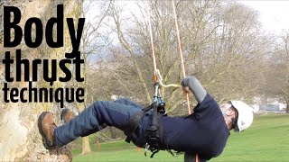 Basic tree climbing techniques How to do the body thrust ascent [upl. by Smitt12]