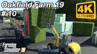 Oakfield Farm 19  Collecting and stacking silage hay and grass bales  FS19 TimeLapse 10  4K [upl. by Anaylil]