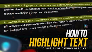 How to Highlight Text in Davinci Resolve  Class 22  HindiUrdu Tutorial 2024 [upl. by Anotal]