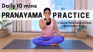 10mins Daily Pranayama Practice To Cleanse Nadis Improve Energy Flow  Nadi Shodhana Stage 123 [upl. by Nodnahs]