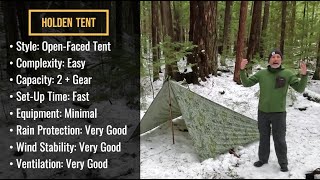 TARP TUTORIAL Winter camping setup in 4 MINUTES No trees required for this easy HOLDEN TENT pitch [upl. by Enitsyrhc]