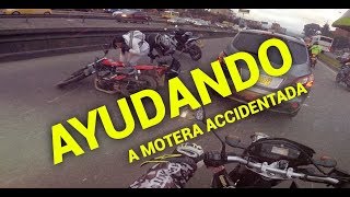 Ayudando a Motera Accidentada por Hueco en Bogota [upl. by Sheldon]