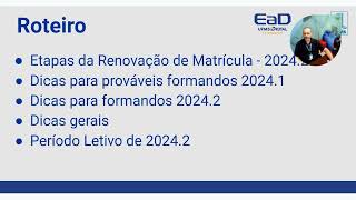 Dicas para Renovação de Matrícula 20242 [upl. by Epolulot]