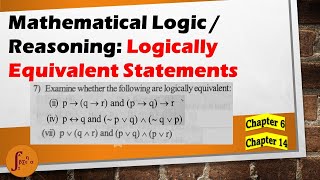 Mathematical Logic Reasoning Part 7Examine Logical Equivalence with Truth Table II PUC Class 11 [upl. by Nerrot]