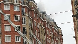 Pompiers de Paris incendie appart Porte dOrléans 2019 Paris Fire Dept on scene Apartment Fire [upl. by Biddy]