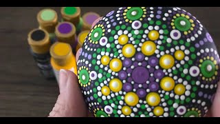 How to paint a Dot Mandala on a molded art stone  59 [upl. by Norreg]