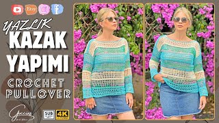 YAZLIK KAZAK YAPIMI  CROCHET PULLOVER  SUB  DIY [upl. by Airla]