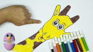 Como desenhar e colorir com a mão Girafa  Amigovos PINTURAS como desenhar e pintar [upl. by Fabiolas]