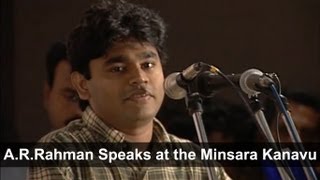 AR Rahman at the Minsara Kanavu Audio Launch  Prabhudeva  Kajol  Rajiv Menon  AVM [upl. by Nnylyoj]