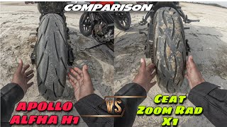 Apollo Alfha H1 Vs Ceat Zoom Red X Tyre Comparison [upl. by Liatris]