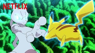 Ash amp Goh Battle Mewtwo  Pokémon Journeys The Series  Netflix After School [upl. by Valerian]