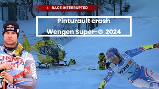 Alexis Pinturault  Wengen  Super G  2024  Crash [upl. by Marleah]