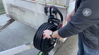 Fuel Hose Reel Heavy Duty Industrial Retractable Diesel Hose Reel 300PSI Ratchet Spring Driven Hose [upl. by Geneva]