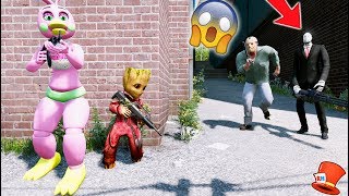 CAN FLOWER CHICA amp BABY GROOT HIDE FROM SLENDER MAN amp JASON GTA 5 Mods FNAF RedHatter [upl. by Esinwahs]