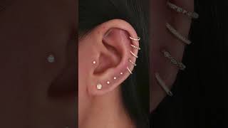 Simple All Around Cartilage Helix Ear Piercing Curation Ideas with Gold Hoop Stud Earrings Jewelry [upl. by Merrily552]