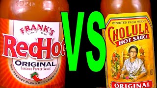 Franks RedHot vs Cholula  What is the Best Hot Sauce Taste and Hottest FoodFights Food Review [upl. by Anirbys497]