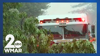 Multiple people trapped in buildings by fallen trees in Harford County [upl. by Nnaik]