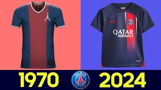 The Evolution of Paris SaintGermain Kits 202324  All PSG Jerseys in History 2324 2023 [upl. by Rakabuba]