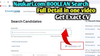 Boolean search on naukri as a Recruiter Advance search naukricom portal me kaise lagaye [upl. by Eisaj640]