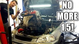 🐒 HONDA CIVIC BUILD Ep4  REMOVING THE ENGINE [upl. by Dorcea]