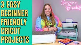 3 easy beginner Cricut projects adhesive vinyl cardstock and print then cut [upl. by Kcirtap170]