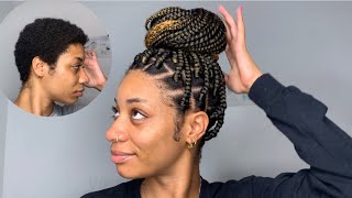 Beginner Box Braids On Short Natural Hair  TWA 🌸 [upl. by Maddis]