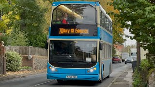 Simonds Coaches  YJ56 KCK  DAF DB250 East Lancs Lowlander  70 Bury St Edmunds [upl. by Lleunamme]