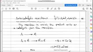 Autocatalytic Reactions Lec 33 [upl. by Naivad834]