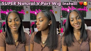 SILK PRESS IN 10 MINUTES 😱 Most NATURAL VPart Wig Install  ft Beauty Forever Hair ♥️ [upl. by Colligan]