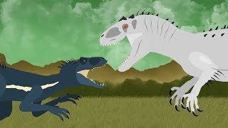 Dinosaurs cartoons battles Indoraptor vs Indominus Rex DinoMania [upl. by Aristotle]