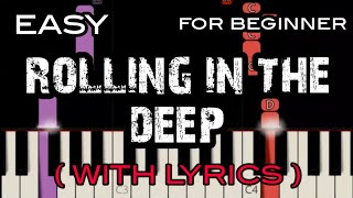 ROLLING IN THE DEEP  LYRICS   ADELE  SLOW amp EASY PIANO [upl. by Coit422]