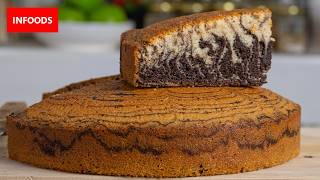 Zebra Cake Recipe  How to Bake a Zebra Cake  Marble Cake Recipe  Infoods [upl. by Releehw247]