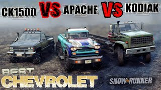 SnowRunner Truck vs Truck  Chevrolet Battle  CK1500 vs Apache vs Kodiak C70 [upl. by Victoria]