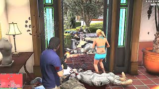 GTA 5 Michael amp Familys 10Star Rampage and Epic Showdown in their Mansion [upl. by Kinna]