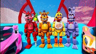 ALL ROCKSTAR ANIMATRONICS STUNT ON WORLDS BIGGEST RAMPS EVER GTA 5 Mods FNAF RedHatter [upl. by Repinuj]