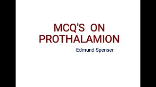 Prothalamion  Edmund Spenser  MCQs  PGTRBNET [upl. by Kellia]