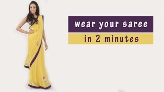 How To Wear A Saree In 2 Minutes Trick [upl. by Nevar]