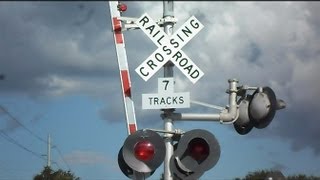 CSX Train Goes Through Railroad Crossing With 7 Tracks [upl. by Esidnac]