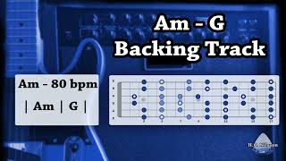 Am to G Backing Track 80 bpm [upl. by Shellans]