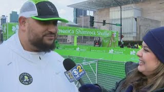 Participants prepare for Shamrock Shuffle in Grant Park [upl. by Rhianon]