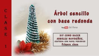 Primera clase Árbol sencillo con base redonda DIY COMO HACER ARBOLES NAVIDEÑOS CON PAPEL PERIODICO [upl. by Ballman]