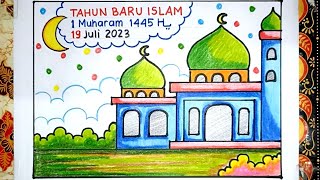 Cara Membuat Poster Tahun Baru Islam 1445 Hijriah  Poster Tahun Baru Islam 1 Muharam 1445 H [upl. by Euqinot74]