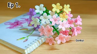 Ep1 Flower ❤️ Crochet Babys Breath flower Tutorial step by step  Crochet Flower Bouquet [upl. by Connett]