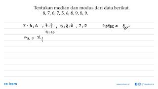 Tentukan median dan modus dari data berikut 87675 6 89 89 [upl. by Hanas]