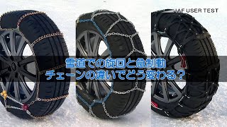 雪道での旋回と急制動テスト チェーンの違いでどう変わる？【JAFユーザーテスト】 [upl. by Aiz]