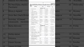 Government Holidays 2024  Central Government Holidays 2024 shorts advayainfo [upl. by Bradley994]