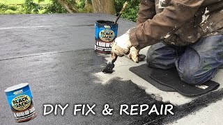 DIY How to fix repair protect and seal a felt roof and flat roof using Everbuild Black Jack [upl. by Notsur]